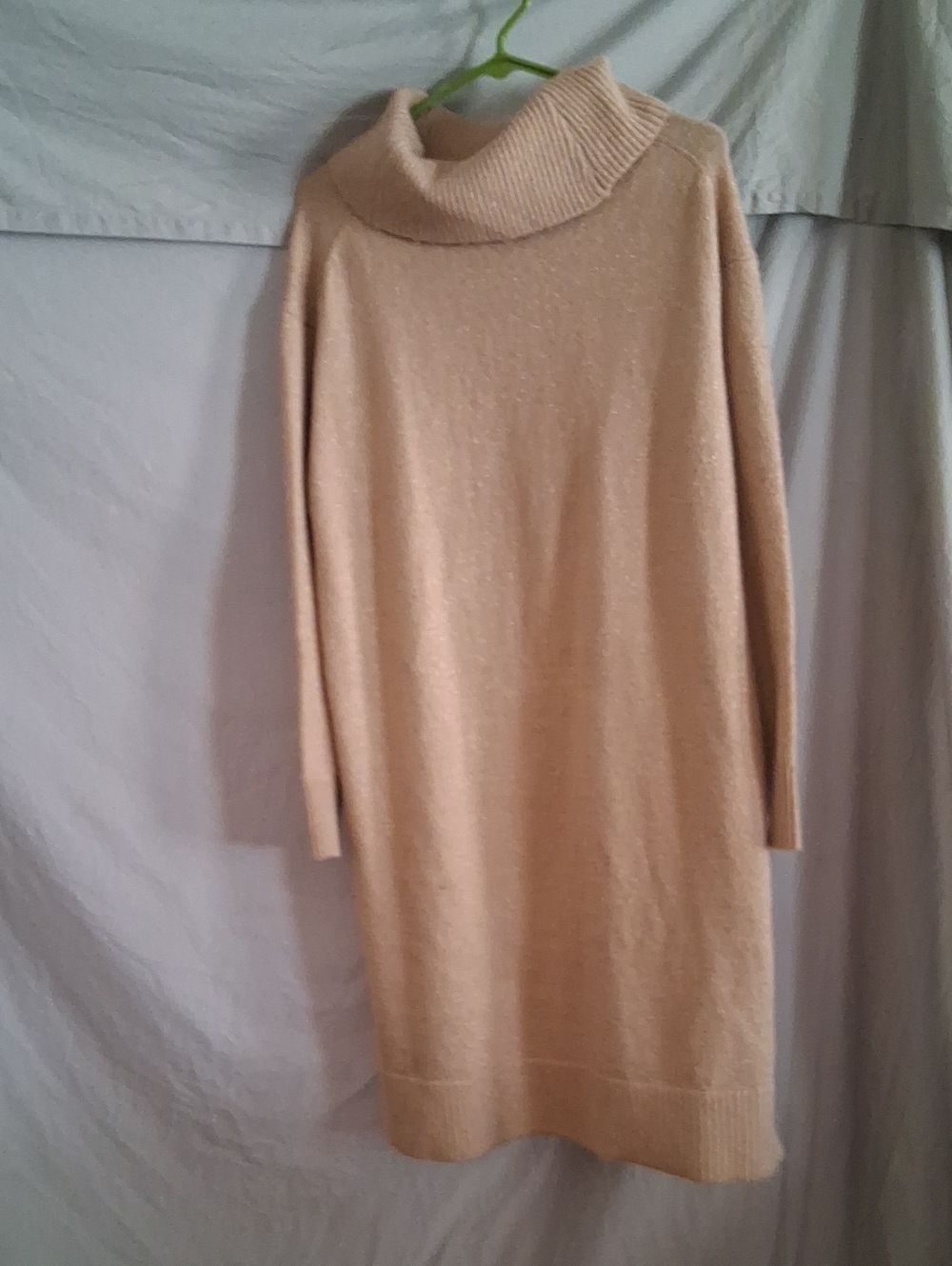 Nine West Lurex Cowl Neck Sweater Dress L Honey Peach NWT